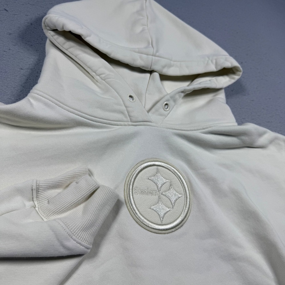 Pro Standard Pittsburgh Steelers Womens Cream Cropped Hoodie Sweatshirt Medium